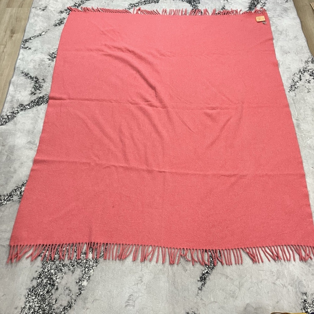 Alicia Adams Alpaca Pink Throw Blanket Baby Alpaca Merino Wool Fringe Peru